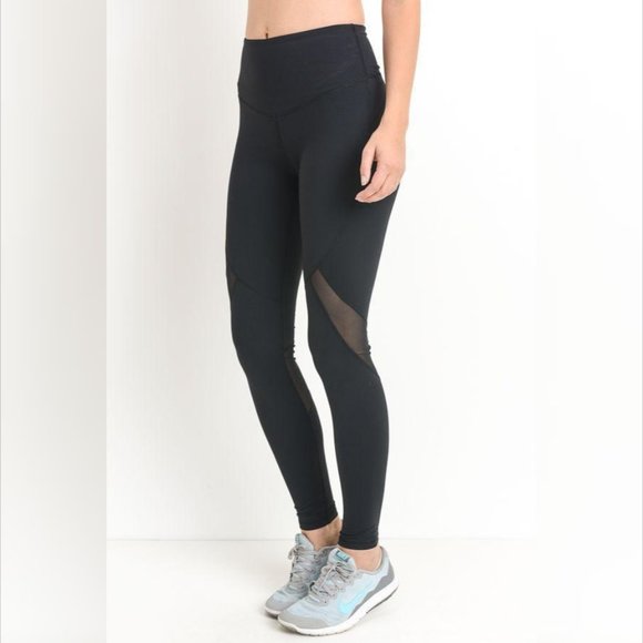 Mono B Pants - Highwaist Slanted Cross-Over Mesh Full Leggings